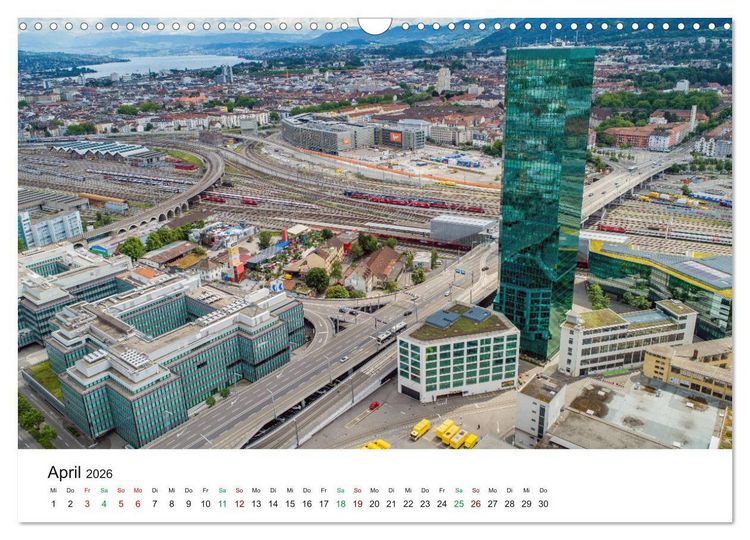Produktbild: Luftbildkalender Z&uuml;rich (Wandkalender 2026 DIN A3 quer), CALVENDO Monatskalender