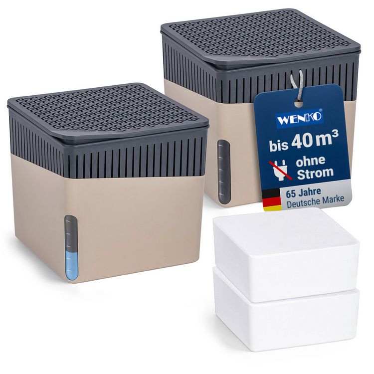 Produktbild: Raumentfeuchter Mod. Cube Beige 500 g, 2er Set, beugt Schimmel und Ger&uuml;chen vor