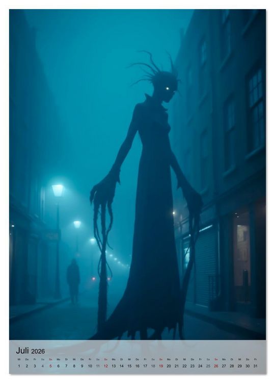 Produktbild: Kreaturen der Dunkelheit - Urbane Horror Mythen (Wandkalender 2026 DIN A4 hoch), CALVENDO Monatskalender
