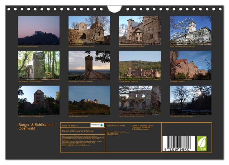 Produktbild: Burgen & Schl&ouml;sser im Odenwald (Wandkalender 2026 DIN A4 quer), CALVENDO Monatskalender