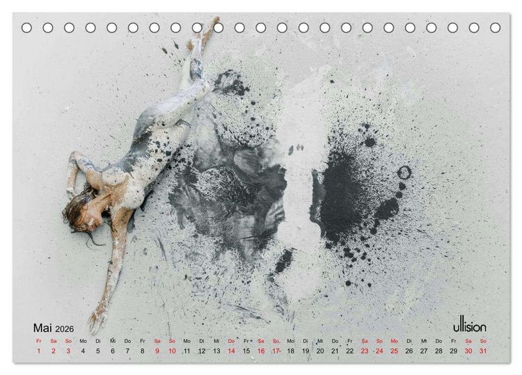 Produktbild: Akt in Farbe &ndash; schwarzwei&szlig; (Tischkalender 2026 DIN A5 quer), CALVENDO Monatskalender