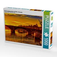 Produktbild: CALVENDO Puzzle Sonnenaufgang &uuml;ber der Elbe in Dresden 1000 Teile Lege-Gr&ouml;&szlig;e 64 x 48 cm Foto-Puzzle Bild von Dirk Meutzner