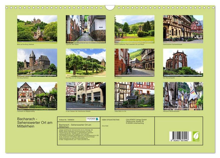Produktbild: Bacharach - Sehenswerter Ort am Mittelrhein (Wandkalender 2026 DIN A3 quer), CALVENDO Monatskalender