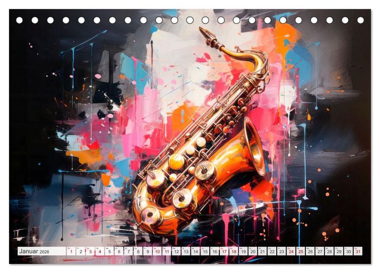 Produktbild: MUSIKINSTRUMENTE Moderne dekorative Inszenierung (Tischkalender 2026 DIN A5 quer), CALVENDO Monatskalender