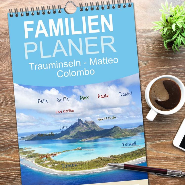 Produktbild: Familienplaner 2026 - Trauminseln - Matteo Colombo mit 5 Spalten (Wandkalender, 21 x 45 cm) CALVENDO