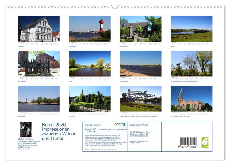 Produktbild: Berne 2026. Impressionen zwischen Weser und Hunte (hochwertiger Premium Wandkalender 2026 DIN A2 quer), Kunstdruck in Hochglanz