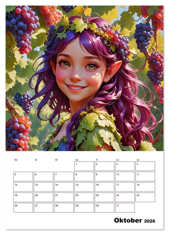 Produktbild: Fruchtiger Elfenzauber (Wandkalender 2026 DIN A2 hoch), CALVENDO Monatskalender
