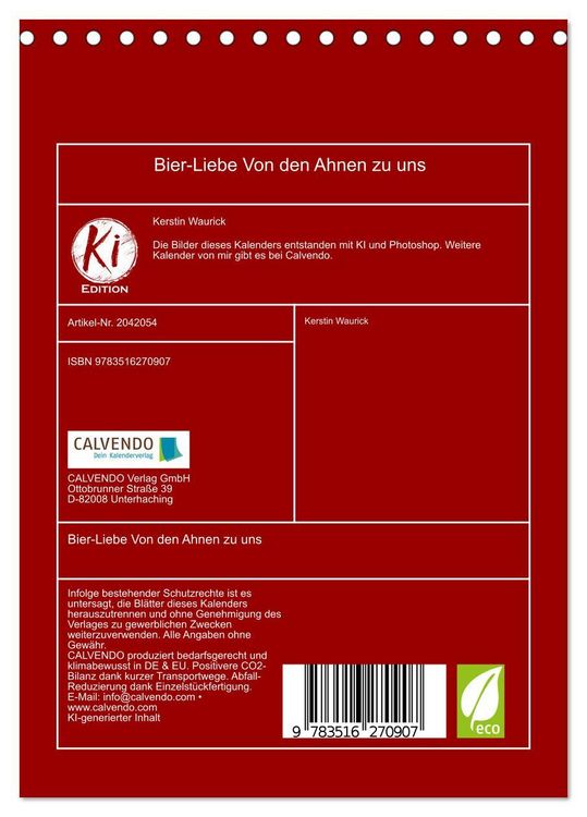 Produktbild: Bier-Liebe Von den Ahnen zu uns (Tischkalender 2026 DIN A5 hoch), CALVENDO Monatskalender