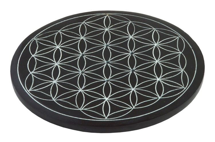 Produktbild: R&auml;ucherst&auml;bchenhalter "Blume des Lebens" Black Stone 10 cm