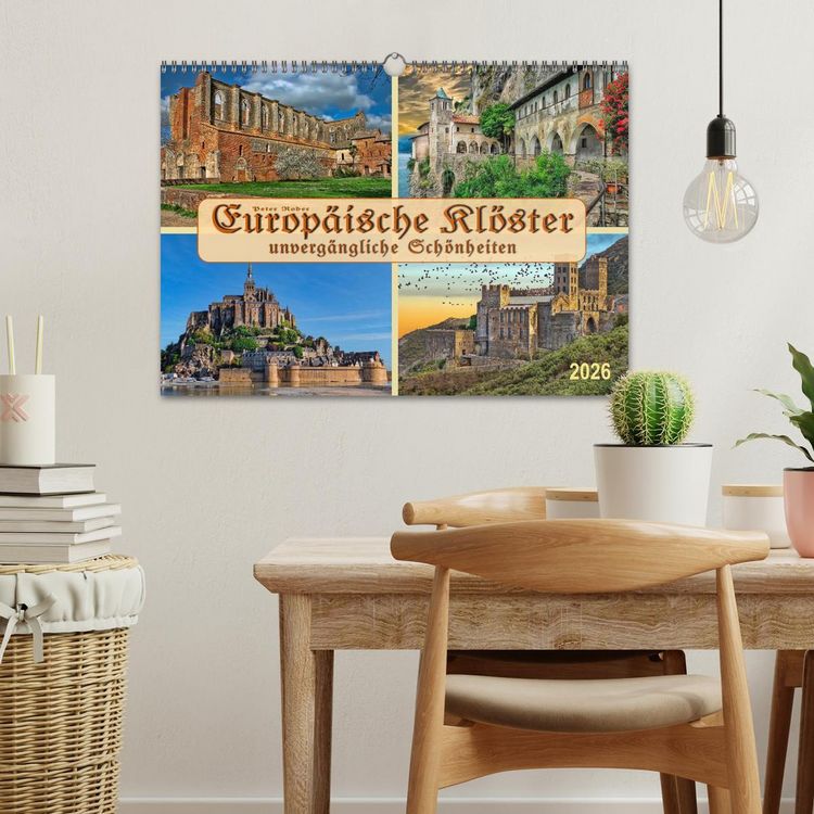 Produktbild: Europ&auml;ische Kl&ouml;ster - unverg&auml;ngliche Sch&ouml;nheiten (Wandkalender 2026 DIN A3 quer), CALVENDO Monatskalender
