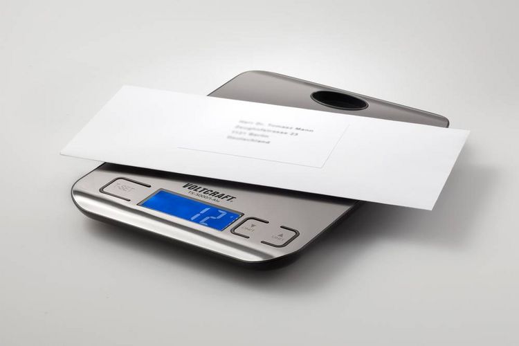 Produktbild: VOLTCRAFT TS-5000/1-Alu Briefwaage TS-5000/1-Alu W&auml;gebereich (max.) 5 kg Ablesbarkeit 1 g batteriebetrieben Edelstahl