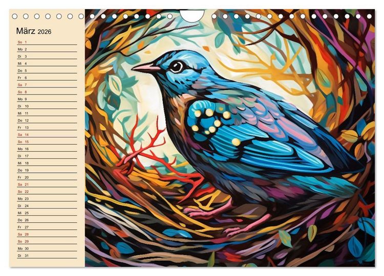 Produktbild: Kunterbunte V&ouml;gel (Wandkalender 2026 DIN A4 quer), CALVENDO Monatskalender