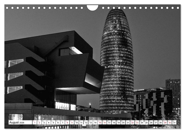 Produktbild: Barcelona Schwarz / Wei&szlig; Impressionen (Wandkalender 2026 DIN A4 quer), CALVENDO Monatskalender
