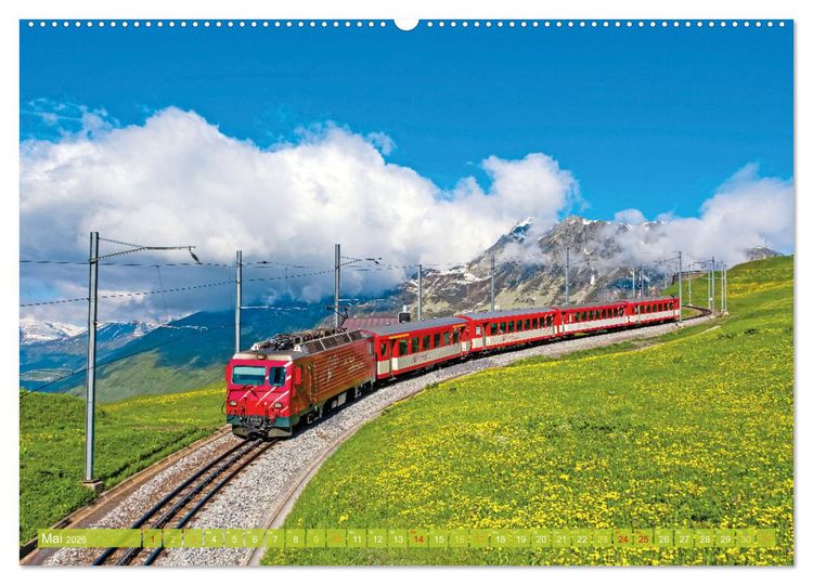 Produktbild: Im Zug durch Schweizer Berge (hochwertiger Premium Wandkalender 2026 DIN A2 quer), Kunstdruck in Hochglanz