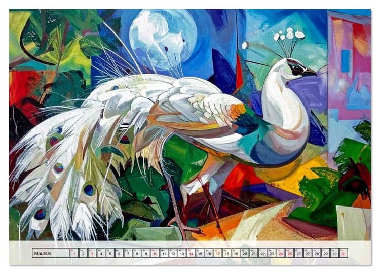 Produktbild: Farbenfrohe Tierbilder (hochwertiger Premium Wandkalender 2026 DIN A2 quer), Kunstdruck in Hochglanz