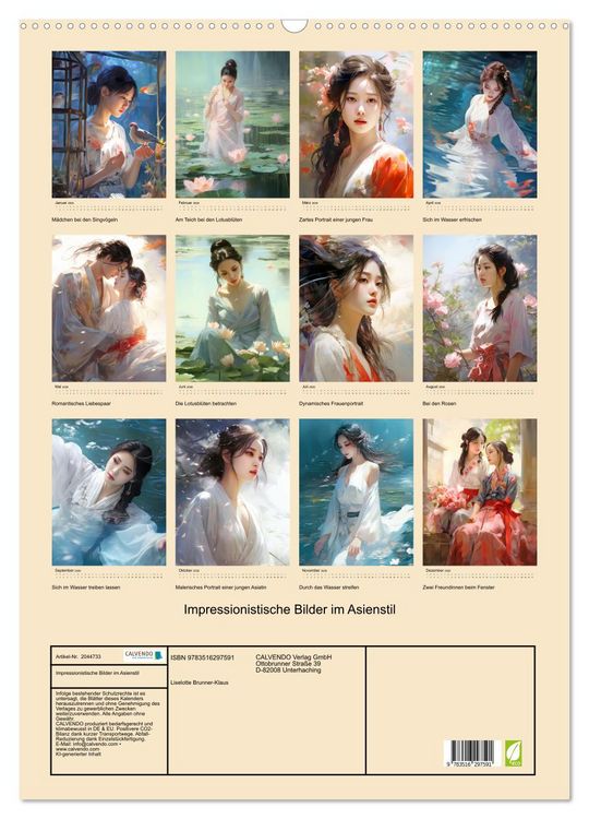 Produktbild: Impressionistische Bilder im Asienstil (Wandkalender 2026 DIN A2 hoch), CALVENDO Monatskalender