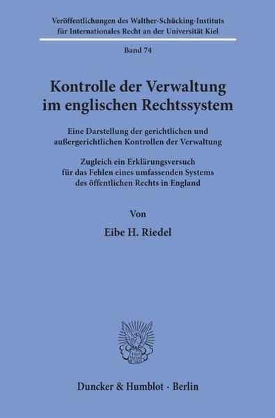 Produktbild: Kontrolle der Verwaltung im englischen Rechtssystem.
