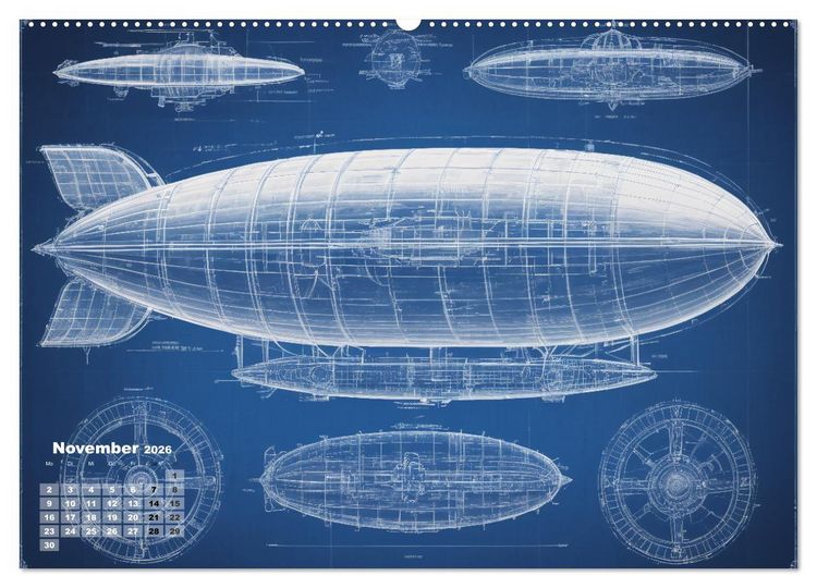 Produktbild: Steampunk - Blaupausen (hochwertiger Premium Wandkalender 2026 DIN A2 quer), Kunstdruck in Hochglanz