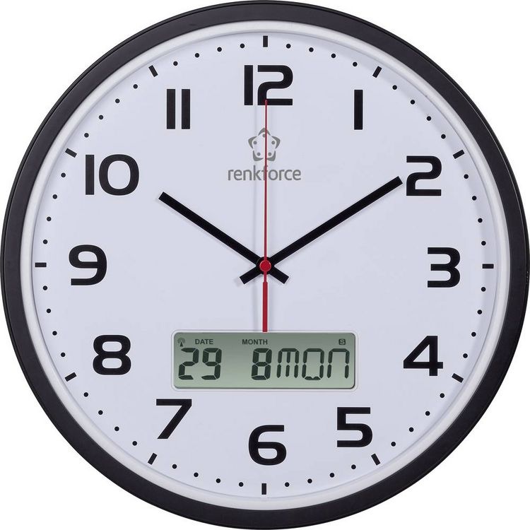 Produktbild: Renkforce HD-WRCL135 Funk Wanduhr 32cm x 45mm Schwarz