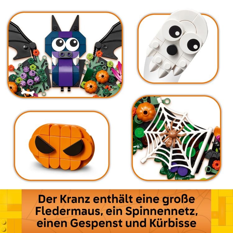 Produktbild: LEGO Halloweenkranz Modellbau - Deko zur Feier des Tages der Toten 40825
