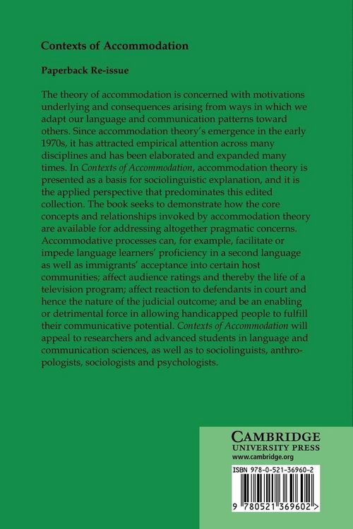 Produktbild: Contexts of Accommodation