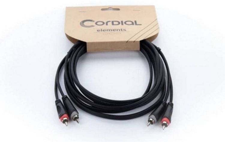 Produktbild: Cordial 14837 Klinke / Cinch Audio Anschlusskabel [2x Cinch-Stecker - 2x Cinch-Stecker] 3 m Schwarz PVC-Mantel, Zwillingsleitung