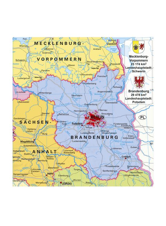 Produktbild: Deutschland politisch mit Bundesl&auml;nderwappen