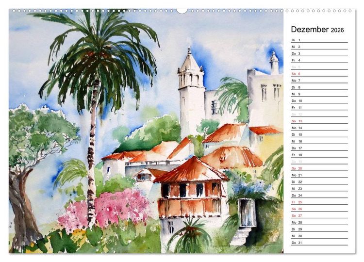 Produktbild: Aquarelle - quer durch Europa (hochwertiger Premium Wandkalender 2026 DIN A2 quer), Kunstdruck in Hochglanz
