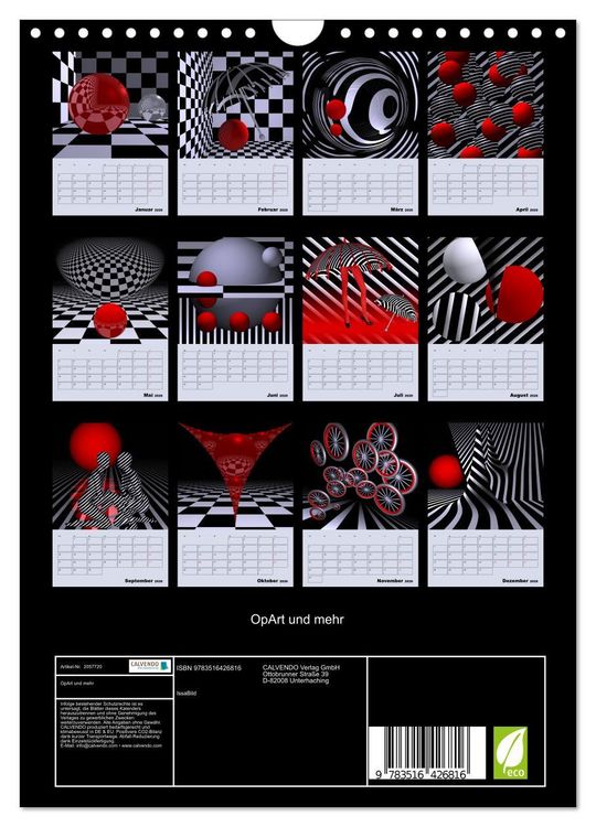 Produktbild: OpArt und mehr (Wandkalender 2026 DIN A4 hoch), CALVENDO Monatskalender