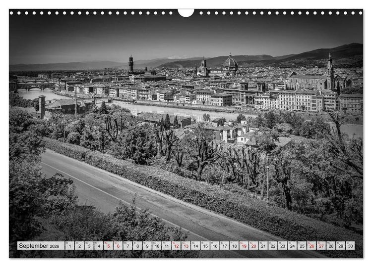 Produktbild: FLORENZ Monochrome Impressionen (Wandkalender 2026 DIN A3 quer), CALVENDO Monatskalender