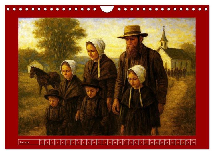 Produktbild: Einfach Leben - Einblicke in die Welt der Amish im Stil alter Gem&auml;lde (Wandkalender 2026 DIN A4 quer), CALVENDO Monatskalender