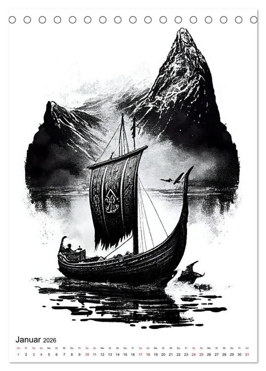 Produktbild: Welt und Mythologie der Wikinger (Tischkalender 2026 DIN A5 hoch), CALVENDO Monatskalender