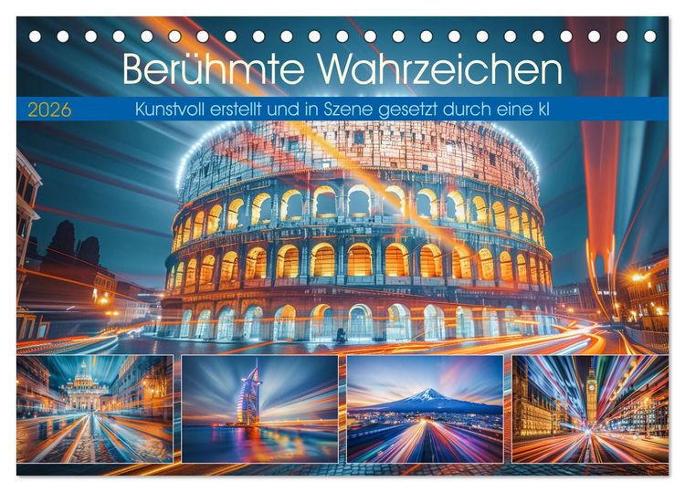 Produktbild: Ber&uuml;hmte Wahrzeichen (Tischkalender 2026 DIN A5 quer), CALVENDO Monatskalender