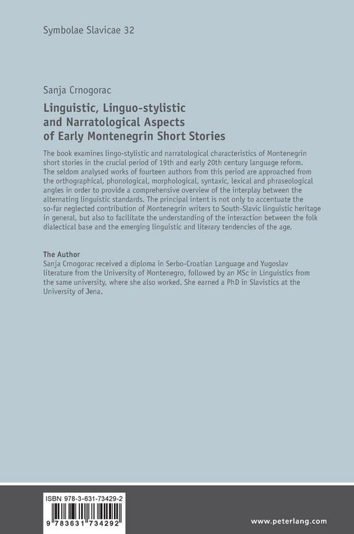 Produktbild: Linguistic, Linguo-stylistic and Narratological Aspects of Early Montenegrin Short Stories