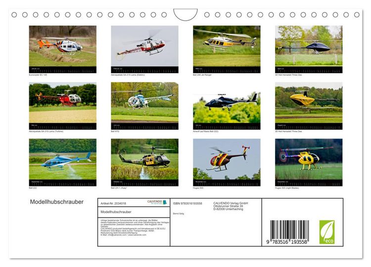 Produktbild: Modellhubschrauber (Wandkalender 2026 DIN A4 quer), CALVENDO Monatskalender