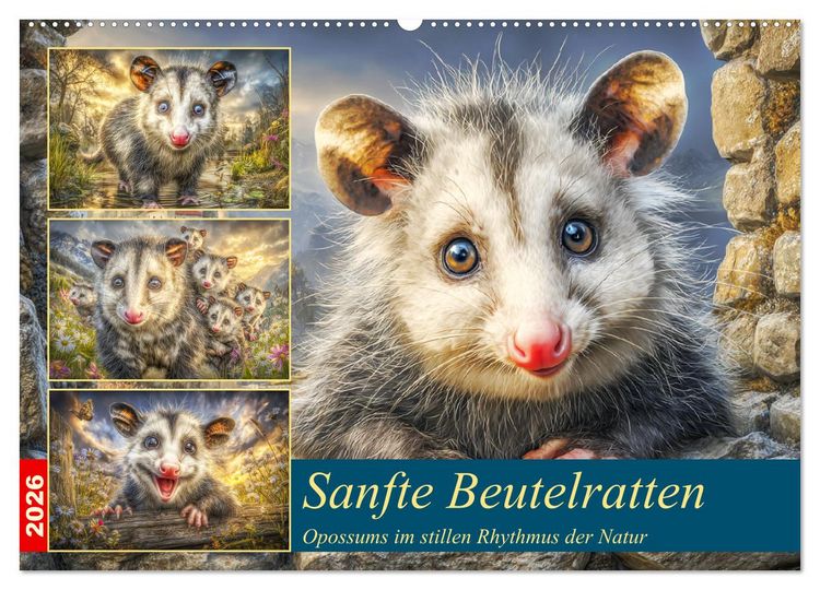 Produktbild: Sanfte Beutelratten. Opossums im stillen Rhythmus der Natur (Wandkalender 2026 DIN A2 quer), CALVENDO Monatskalender