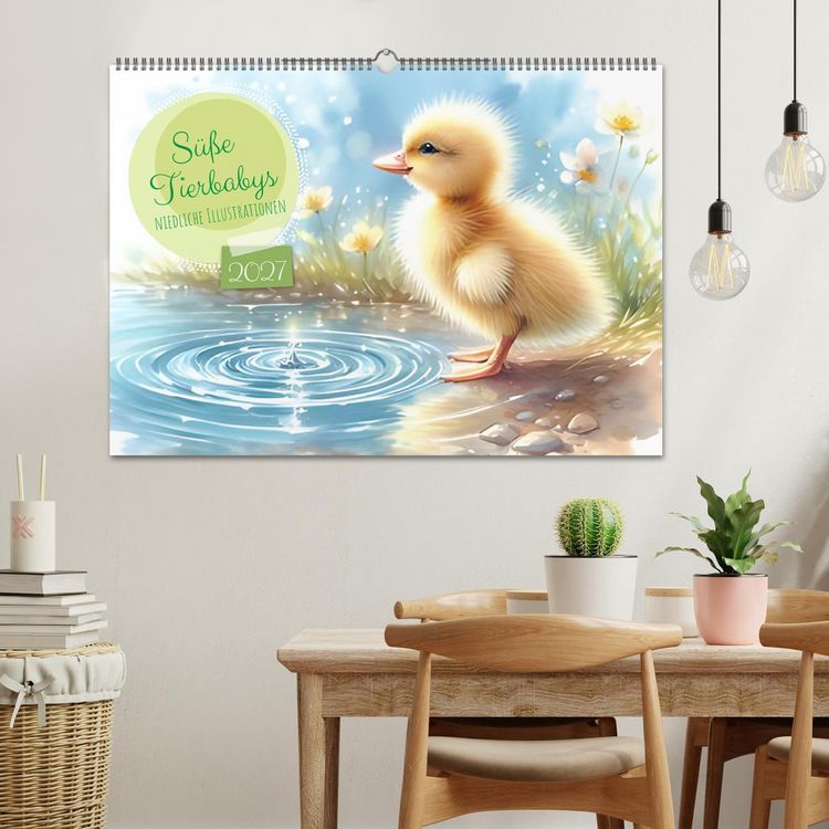 Produktbild: S&uuml;&szlig;e Tierbabys - niedliche Illustrationen (Wandkalender 2027 DIN A2 quer), CALVENDO Monatskalender