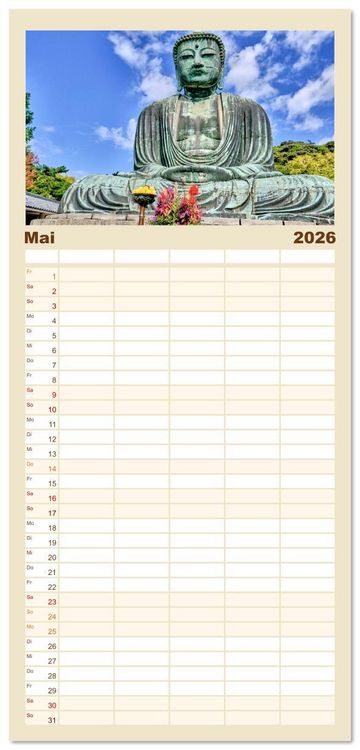 Produktbild: Familienplaner 2026 - Japan - Traditon und Moderne mit 5 Spalten (Wandkalender, 21 x 45 cm) CALVENDO