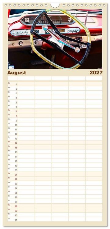 Produktbild: Familienplaner 2027 - Ikonische US-Car Armaturenbretter mit 5 Spalten (Wandkalender, 21 x 45 cm) CALVENDO