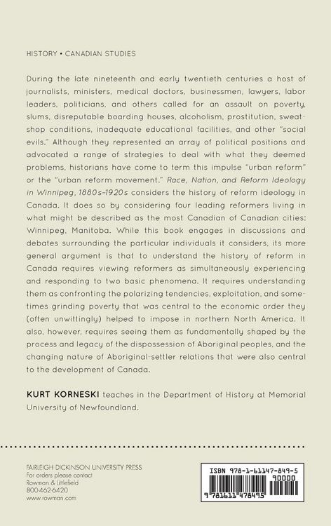 Produktbild: Race, Nation, and Reform Ideology in Winnipeg, 1880s-1920s