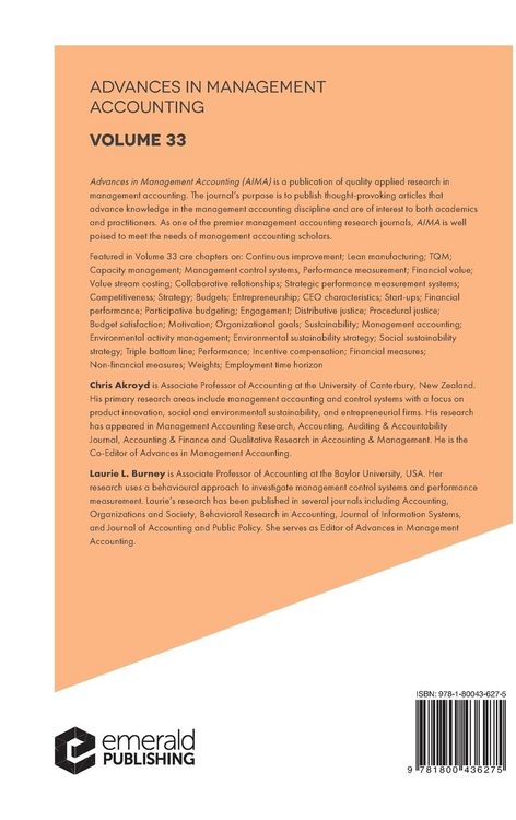 Produktbild: Advances in Management Accounting