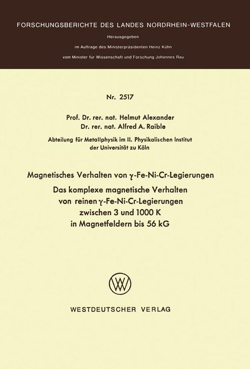 Produktbild: Magnetisches Verhalten von &iquest;-Fe-Ni-Cr-Legierungen