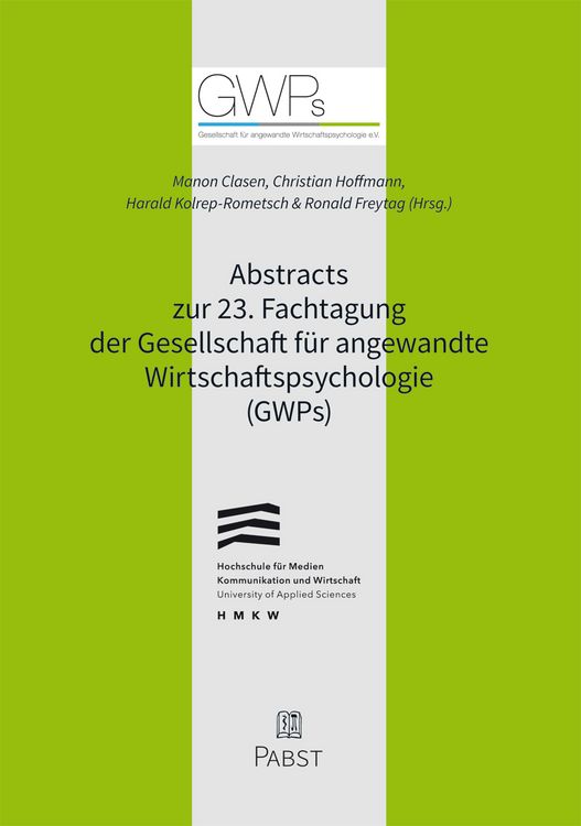 Produktbild: Abstracts zur 23. Fachtagung der Gesellschaft f&uuml;r angewandte Wirtschaftspsychologie (GWPs)