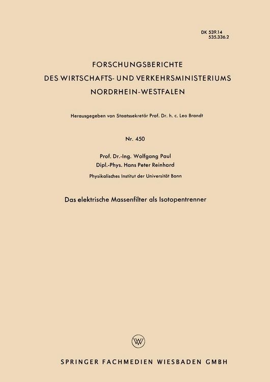 Produktbild: Das elektrische Massenfilter als Isotopentrenner