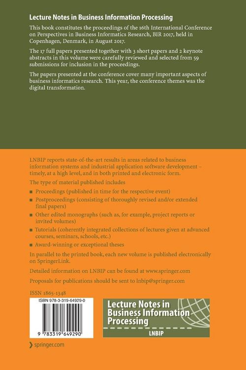 Produktbild: Perspectives in Business Informatics Research