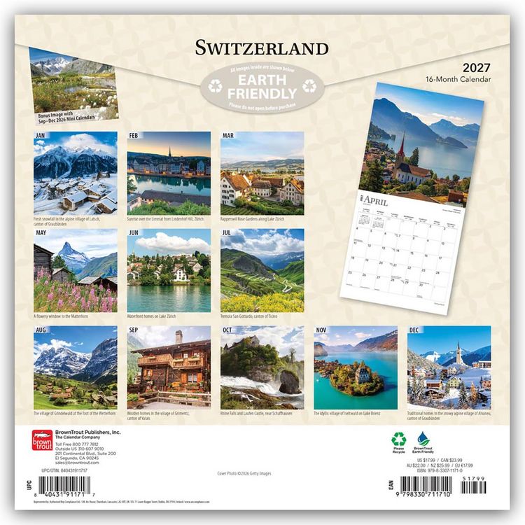 Produktbild: Switzerland &ndash; Schweiz 2027 &ndash; 16-Monatskalender
