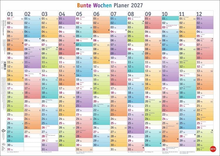 Produktbild: Bunte Wochen Posterplaner 2027
