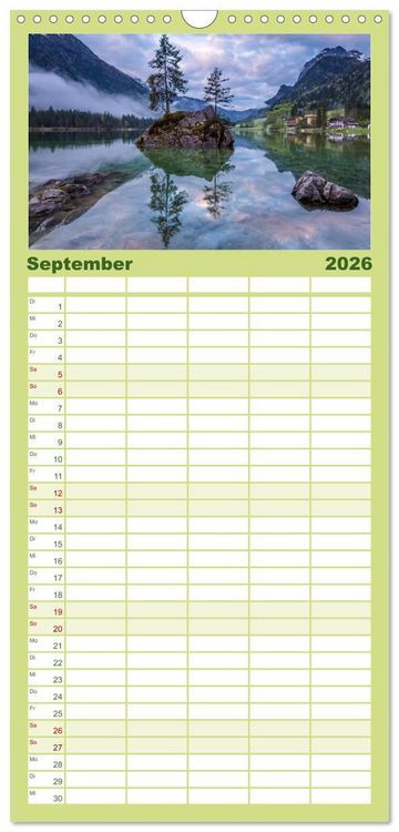 Produktbild: Familienplaner 2026 - Geheimnisvolle Alpen mit 5 Spalten (Wandkalender, 21 x 45 cm) CALVENDO