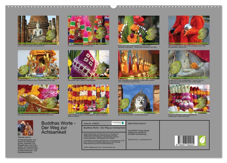 Produktbild: Buddhas Worte - Der Weg zur Achtsamkeit (hochwertiger Premium Wandkalender 2026 DIN A2 quer), Kunstdruck in Hochglanz