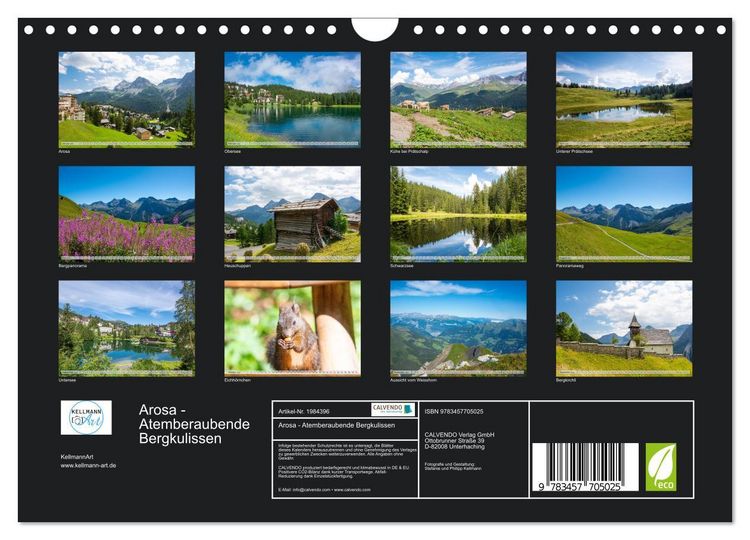 Produktbild: Arosa - Atemberaubende Bergkulissen (Wandkalender 2026 DIN A4 quer), CALVENDO Monatskalender